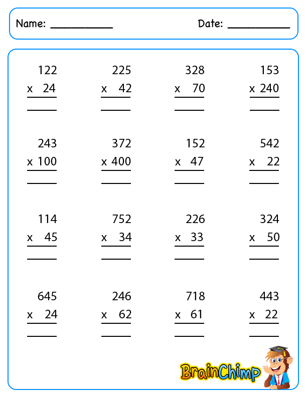 worksheet_3 Digit Multiplication_1